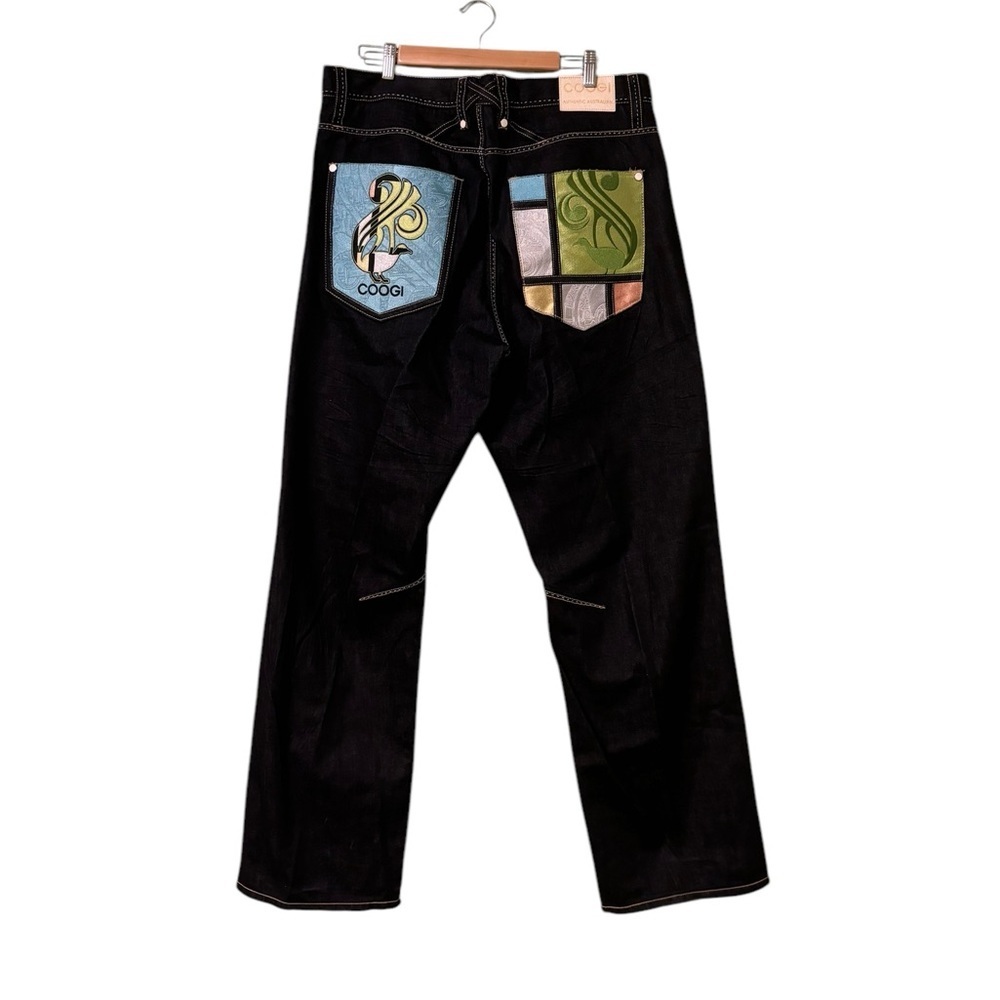 Coogi Y2K Mens Cyber Grunge Punk Embroidered Baggy Jeans Size 38/34 - Picture 2 of 10